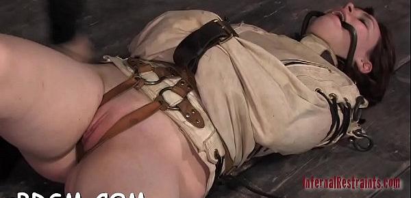  Restrained slave receives lusty torture for her naughty wet crack